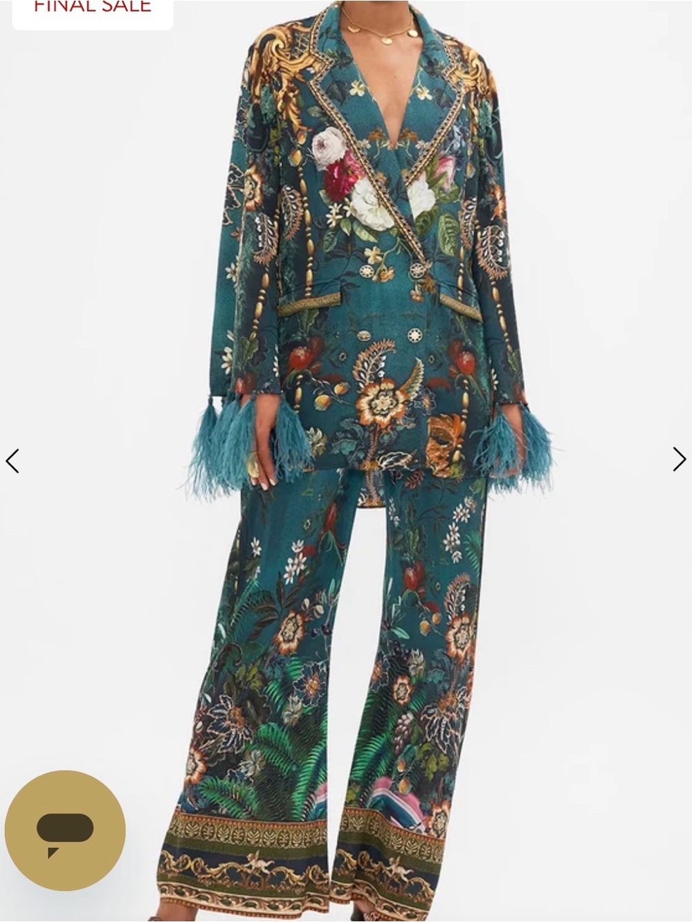 25 NWOT 1300.00 CAMILLA SILK FLARED SLEEVE DOUBLE BREASTED JACKET VERDIS WORLD - Picture 5 of 8